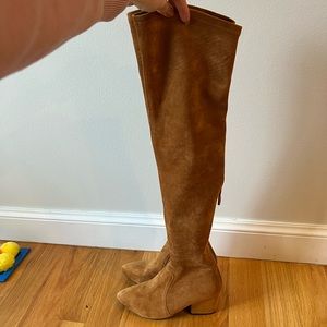 Over the knee OTK suede camel boots